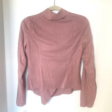 Load image into Gallery viewer, BlankNYC Jacket Moto Womens PInk Crop Asymmetric Zip Micro Suede Draped