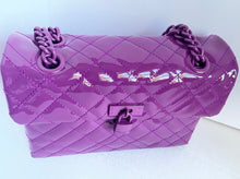 Load image into Gallery viewer, Kurt Geiger Women’s Large Brixton Lock Drench Patent Leather Purple Crossbody