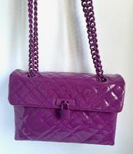 Load image into Gallery viewer, Kurt Geiger Women’s Large Brixton Lock Drench Patent Leather Purple Crossbody