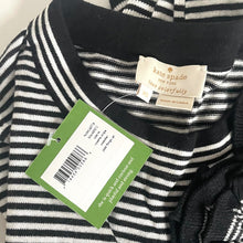 Load image into Gallery viewer, Kate Spade Women's XS Cotton Cashmere Crew Neck Sweater Black Stripe Rosette Detail