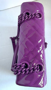 Kurt Geiger Women’s Large Brixton Lock Drench Patent Leather Purple Crossbody