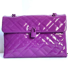 Load image into Gallery viewer, Kurt Geiger Women’s Large Brixton Lock Drench Patent Leather Purple Crossbody