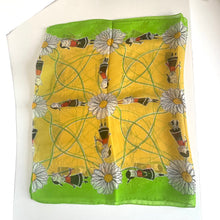 Load image into Gallery viewer, Moschino Olive Oyl Popeye Silk Scarf Yellow Green Floral Made in Italy