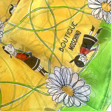 Load image into Gallery viewer, Moschino Olive Oyl Popeye Silk Scarf Yellow Green Floral Made in Italy
