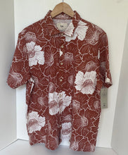 Load image into Gallery viewer, Folk Camp Shirt Mens Large Brown Floral Ivory Cotton Blend Relaxed Comfort