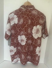 Load image into Gallery viewer, Folk Camp Shirt Mens Large Brown Floral Ivory Cotton Blend Relaxed Comfort