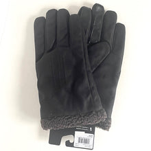 Load image into Gallery viewer, Isotoner Men’s SmarTouch Microsuede Faux Shearling Black Tech Winter Gloves
