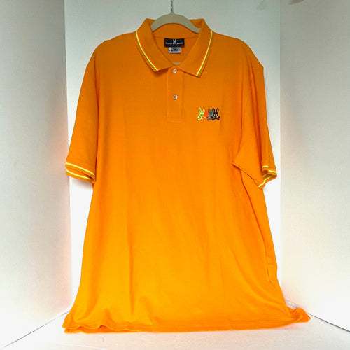 Psycho Bunny Polo Shirt Mens 3XL Orange Lafayette Golf Cotton Pique Size 9