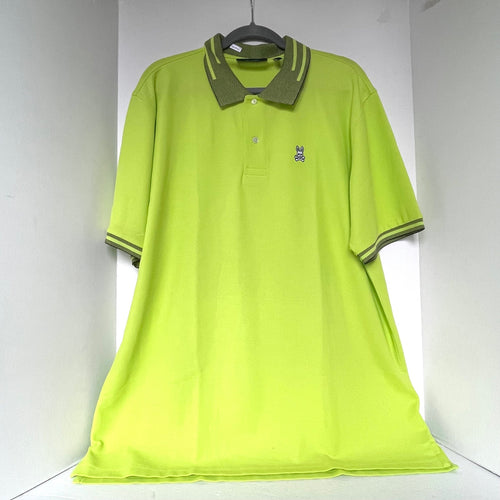 Psycho Bunny Polo Shirt Mens 3XL Green Strype Pique Golf Performance Size 9