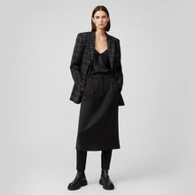 Load image into Gallery viewer, Plaid blazer on a hanger against a white wall