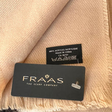 Load image into Gallery viewer, FRAAS scarf label on a beige scarf
