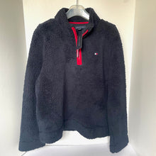 Load image into Gallery viewer, Tommy Hilfiger Sherpa Fleece Sweatshirt Mens Large Blue Quarter Zip Logo Pullover