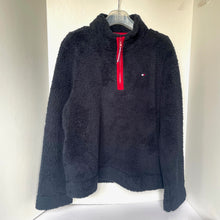 Load image into Gallery viewer, Tommy Hilfiger Sherpa Fleece Sweatshirt Mens Large Blue Quarter Zip Logo Pullover