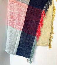 Load image into Gallery viewer, Anthropologie Throw Large Blanket Colorblock Fringed 60x70 Cotton LIghtweight