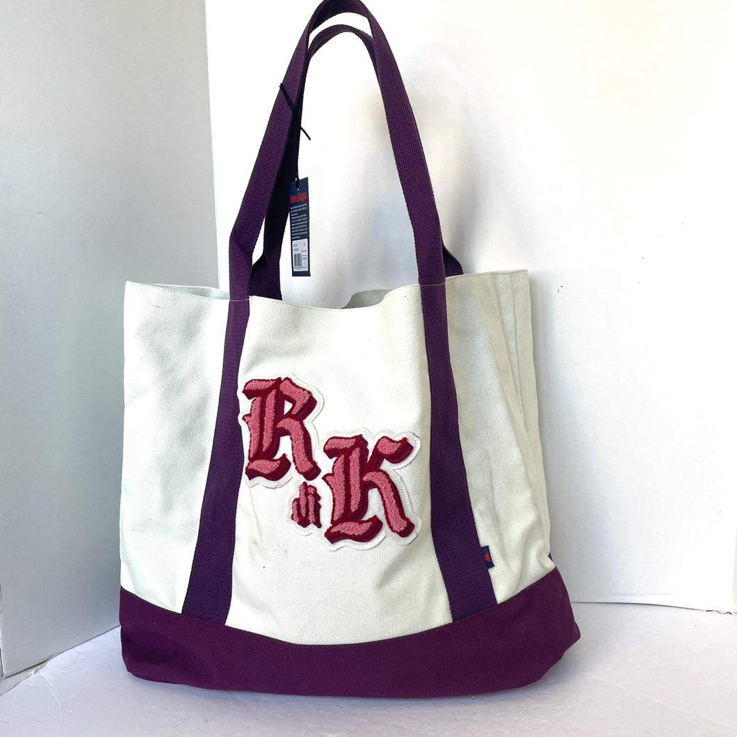 Robe di Kappa Large Tote White Purple Logo Shoulder Bag Midweight Carryall