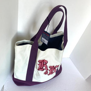 Robe di Kappa Large Tote White Purple Logo Shoulder Bag Midweight Carryall