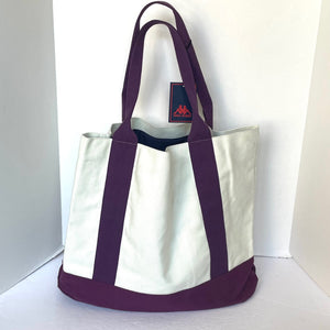 Robe di Kappa Large Tote White Purple Logo Shoulder Bag Midweight Carryall