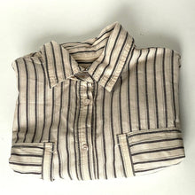 Load image into Gallery viewer, Striped shirt with rolled-up sleeves on a white background