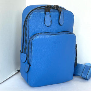 Coach Gotham Sling Pack 13 Blue Leather Small Shoulder Bag CR849