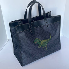 Load image into Gallery viewer, Coach Field Tote 40 Rexy Large Black Signature Canvas Crossbody CF077