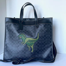 Load image into Gallery viewer, Coach Field Tote 40 Rexy Large Black Signature Canvas Crossbody CF077