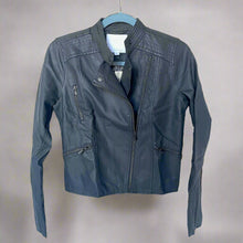 Load image into Gallery viewer, Anthropologie Jacket Womens Extra Small Gray Moto Cropped Vegan Faux Leather