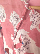 Load image into Gallery viewer, Tanya Taylor Silk Floral Top Pink Boat Neck Bell Cuff Hand Painted 4