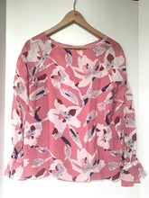 Load image into Gallery viewer, Tanya Taylor Silk Floral Top Pink Boat Neck Bell Cuff Hand Painted 4