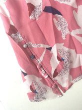 Load image into Gallery viewer, Tanya Taylor Silk Floral Top Pink Boat Neck Bell Cuff Hand Painted 4