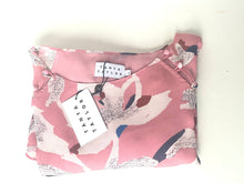 Load image into Gallery viewer, Tanya Taylor Silk Floral Top Pink Boat Neck Bell Cuff Hand Painted 4