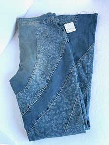 Free People Mermaid Mid-Rise Flare Jeans Womens 28 Patchwork 70s Lightweight