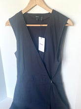 Load image into Gallery viewer, Theory Sleeveless A-Line Wrap Dress 12 Dark Navy Linen Blend Caliver 2