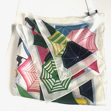 Load image into Gallery viewer, Kate Spade Silk Square Scarf Umbrella 30x30 White Multi Lightweight Spring