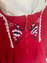 Load image into Gallery viewer, Vintage Red Dirndl Trachten Dress Embroidered Lace Blouse Apron Oktoberfest EU 40