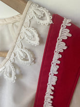 Load image into Gallery viewer, Vintage Red Dirndl Trachten Dress Embroidered Lace Blouse Apron Oktoberfest EU 40