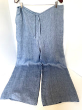 Load image into Gallery viewer, Theory Wide-Leg Chambray Trousers Womens XL Blue Hemp Drawstring Pants