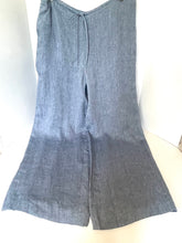 Load image into Gallery viewer, Theory Wide-Leg Chambray Trousers Womens XL Blue Hemp Drawstring Pants