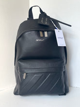 Load image into Gallery viewer, Off White Industrial Strap Pebbled Leather Backpack Large Diagonal Stripe