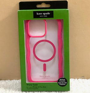 Kate Spade iPhone 15 PRO MAX Case Pink Wavy MagSafe Lightweight Clear