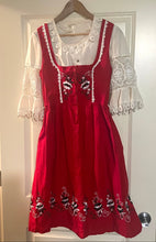 Load image into Gallery viewer, Vintage Red Dirndl Trachten Dress Embroidered Lace Blouse Apron Oktoberfest EU 40