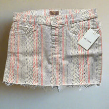 Load image into Gallery viewer, Mother Women&#39;s Straight Mini Fray Striped Cotton Denim Off White Skirt