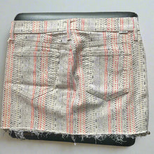 Load image into Gallery viewer, Mother Women&#39;s Straight Mini Fray Striped Cotton Denim Off White Skirt