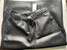 Load image into Gallery viewer, Anthropologie Faux Leather Skirt Womens Extra Small Black A-Line Midi Belted