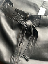 Load image into Gallery viewer, Anthropologie Faux Leather Skirt Womens Extra Small Black A-Line Midi Belted