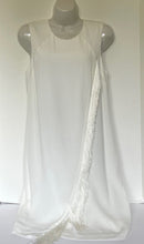Load image into Gallery viewer, Rebecca Taylor Dress Womens 2 White Shift Sleeveless Short Fringed A-line Crepe