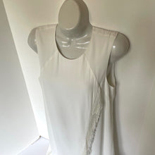 Load image into Gallery viewer, Rebecca Taylor Dress Womens 2 White Shift Sleeveless Short Fringed A-line Crepe