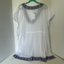 Load image into Gallery viewer, Joie Tunic Beach Dress Coverup M/L White V-Neck Blue Embroidered Cotton