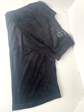 Load image into Gallery viewer, Juicy Couture Black Velour Rhinestone Logo Flare Pants Womens L Y2K