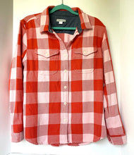 Load image into Gallery viewer, Outerknown Blanket Plaid Shirt Womens M/L Flannel Long Sleeve Pink Orange