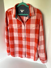 Load image into Gallery viewer, Outerknown Blanket Plaid Shirt Womens M/L Flannel Long Sleeve Pink Orange